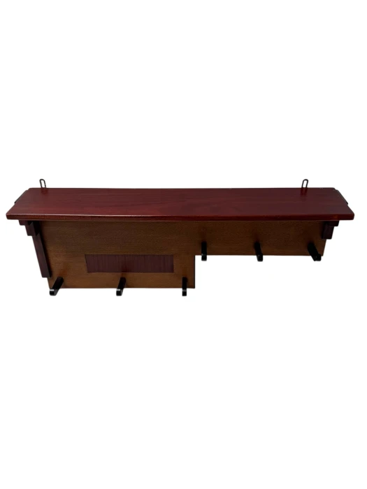 Art Deco Wall Coat Rack, Solid Oak & Padouk, Amsterdamse School Design, 1920s